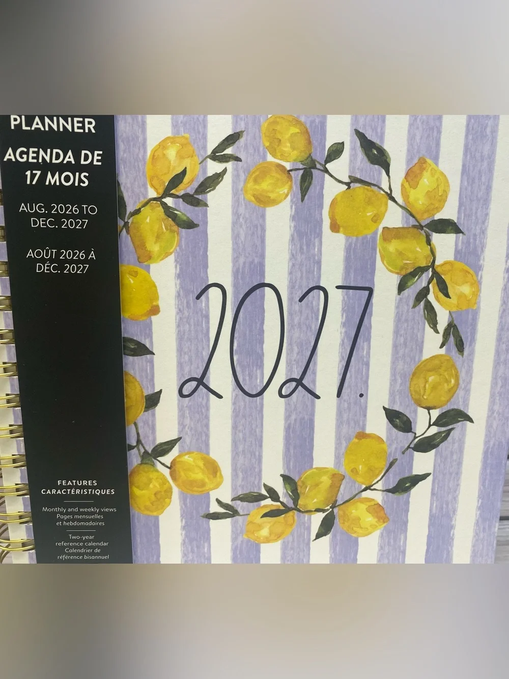 Rae Dunn❤️   “2027.” L size 17-month Planner Lemon tree wreath NEW